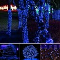 Dekoracja Świetlna Zewnętrzna Niebieska - 100 LED, Łączna, Wysoko Odporna na Warunki Atmosferyczne, Energooszczędna, z Gniazdem 