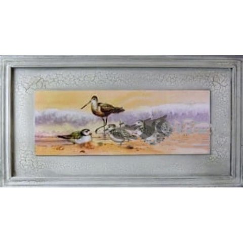 Obraz kolekcjonerski Ptaki na tle morza 30x56 cm