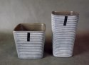 Wazon ceramiczny kwadratowy w prążki grafitowo-brązowy 13.5x13.5x13 cm