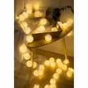 Bawełniane Kule LED 10 sztuk 6cm Brązowo-Białe z Przewodem 165cm, Ciepłe Światło Białe, Zasilane na Baterie 2xAA