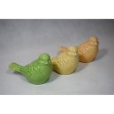 Figurka dekoracyjna ceramiczna Ptaszek - sztucznie postarzana - kolor zielony