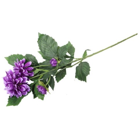 Gałązka sztucznych dalii w kolorze fioletowym - 5 szt., długość 78cm