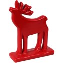 Świąteczna Figurka Renifera Ceramicznego w Kolorze Czerwonym