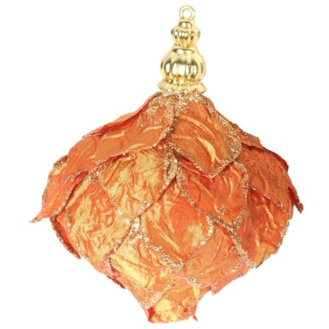 Zawieszka wrzeciono pomarańczowa z brokatem 10 cm