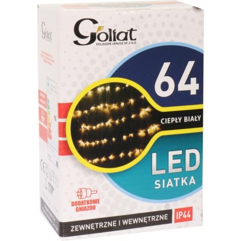 Siatka Świetlna LED 1x1M Odporna na Warunki Atmosferyczne z Dodatkowym Gniazdem - Kolor Ciepłego Białego