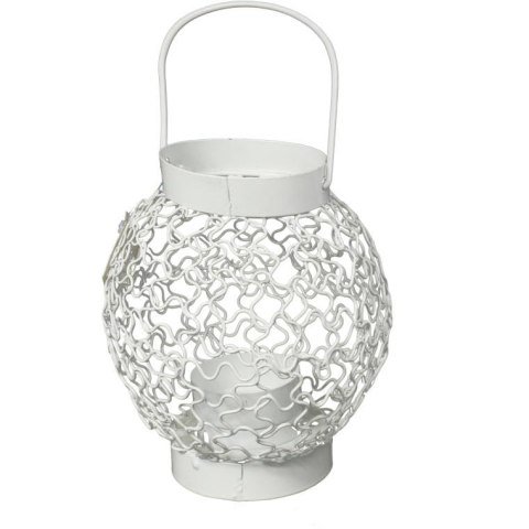 Biała Latarenka Metalowa na Świeczkę Tealight do Dekoracji Ogrodu i Tarasu