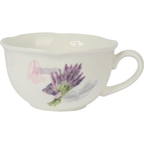 Komplet ceramiczny filiżanka z talerzykiem z kwiatami w wazonie w prezentowym kartoniku