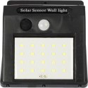 Lampa Solarna LED z Czujnikiem Ruchu i Zmierzchu, Zasilana Energia Słoneczną, Montażowy Panel Światła Zewnętrznego Białego Zimne