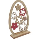 Drewniana Figurka Wielkanocna - Wysokie Jajko Dekoracyjne 24cm na Podstawce z Ażurowym Dekorem