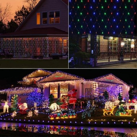 Siatka Dekoracyjna z Lampkami LED Multikolor 2x2m, Przeznaczona do Użycia na Zewnątrz i Wewnątrz, 220V