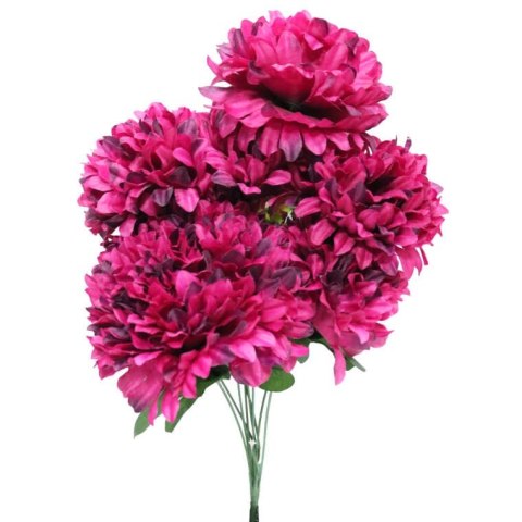 Sztuczny Bukiet 9 Bordowych Chryzantem 58cm Wysokiej Jakości