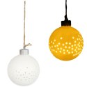 Ceramiczna Bombka Ażurowa LED Biała na Baterie 10 cm