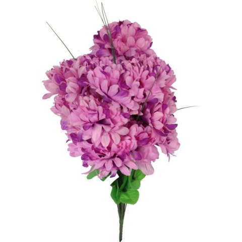 Różowy Bukiet Sztucznych Chryzantem z Trawką - Dekoracja na Wszystkich Świętych, 56 cm