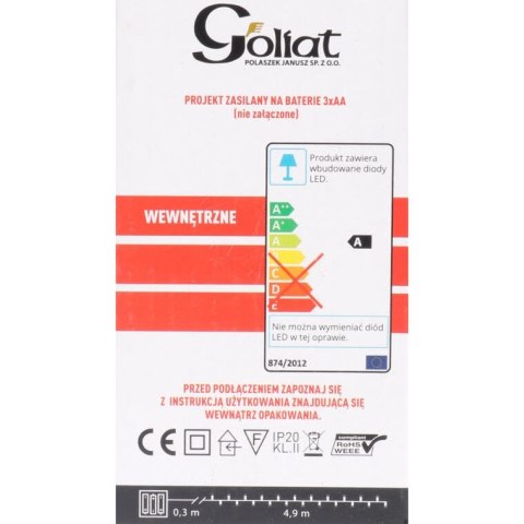 Świąteczna dekoracja - Lampki LED 50 sztuk, kolor zimny biały, na baterie, do użytku wewnętrznego