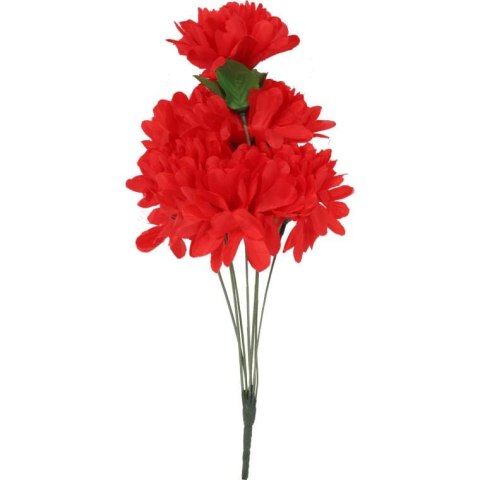 Sztuczny Bukiet Czerwonych Chryzantem - 7 Sztuk, 34cm, Idealny na Wszystkich Świętych