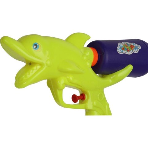 Żółty Pistolet na Wodę z Pojemnikiem Ciśnieniowym w Kształcie Rekina 24 cm