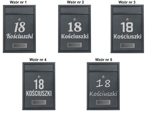 Skrzynka pocztowa na listy Gustav antracyt z napisami