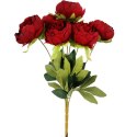 Bordowy Bukiet Sztucznych Piwonii - 7 Sztuk, Wysokość 48cm