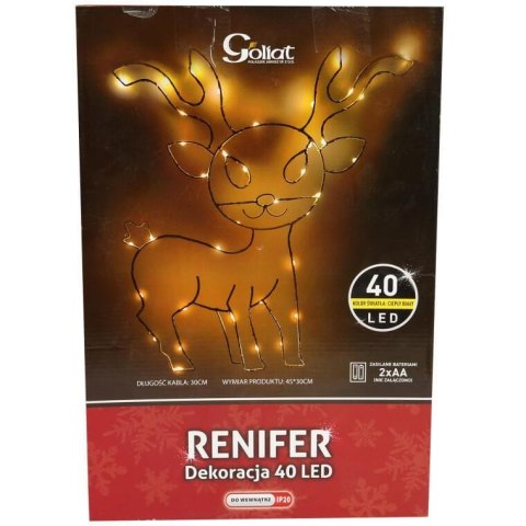 Dekoracja Świetlna LED - Renifer Ciepły Biały 45 cm Zasilanie Bateryjne Do Użytku Wewnętrznego