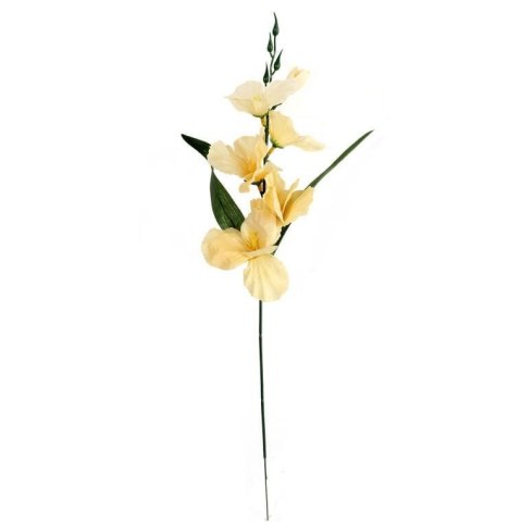 Sztuczny Kwiat Gladiola Kremowy 55 cm z Listkami Wysokiej Jakości