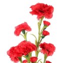 Goździki Sztuczne na Gałązce, 15 Szczegółowych Kwiatów, Kolor Czerwony, Wysokość 86 cm