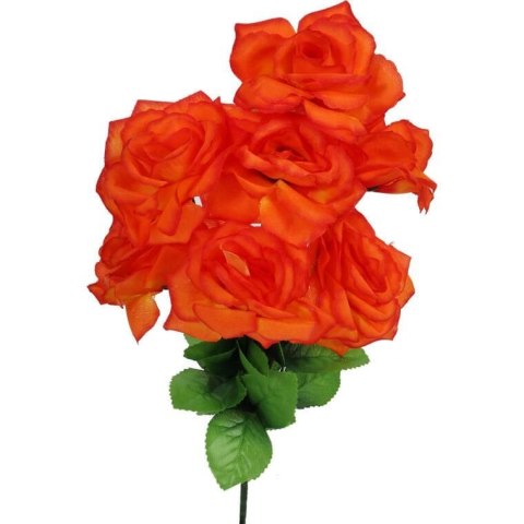 Pomarańczowy Bukiet 7 Realistycznych Róż o Wysokości 44cm