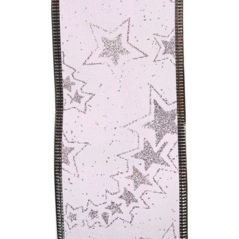 Wstążka dekoracyjna 6.5 cm na szpuli jasny róż