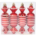 Zestaw 4 bombek plastikowych - cukierki czerwone 12.5 cm