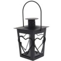 Czarna Metalowa Latarenka na Świeczkę Tealight z Motywem Serca 12 cm