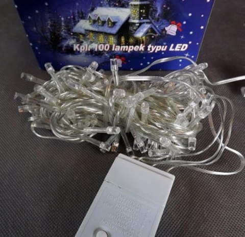 Komplet Niebieskich Lamp Choinkowych 100 LED - Zgodny z Normami UE, Odporny na Warunki Atmosferyczne, Z Programatorem 8 Funkcji,