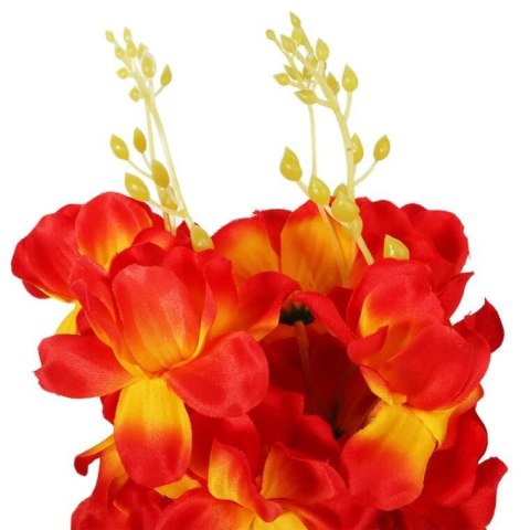 Sztuczne Storczyki w Kolorze Pomarańczowy - Bukiet 5 Sztuk, Wysokość 58cm