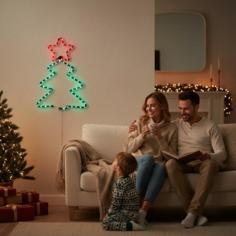 BOŻONARODZENIOWA DEKORACJA Z WĘŻA ŚWIETLNEGO LED- CHOINKA 50 CM