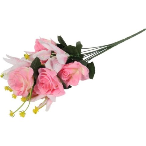Bukiet mix lilii z różą 52 cm JASNO RÓŻOWY
