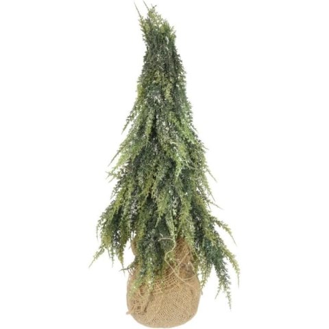 Sztuczne drzewko CHOINKA OŚNIEŻONA W JUCIE 50 CM