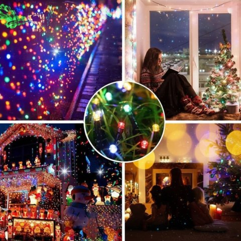 MOCNE LAMPKI CHOINKOWE 500 LED MULTI ZEWNĘTRZNE WEWNĘTRZNE PROGRAMATOR 40M