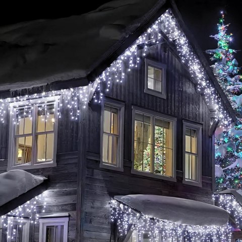 SOPLE 300 LED KURTYNA LAMPKI ZEWNĘTRZNE/WEWNĘTRZNE FLASH ZIMNY BIAŁY PROGRAMATOR 9 M