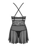 Bielizna-838-BAB-1 babydoll i stringi czarna L/XL