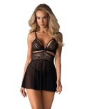 Bielizna-838-BAB-1 babydoll i stringi czarna XXL