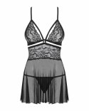 Bielizna-838-BAB-1 babydoll i stringi czarna XXL