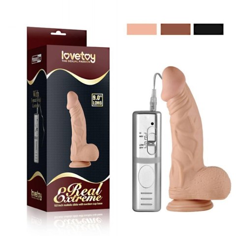 9"" Real Extreme Vibrating Dildo Flesh