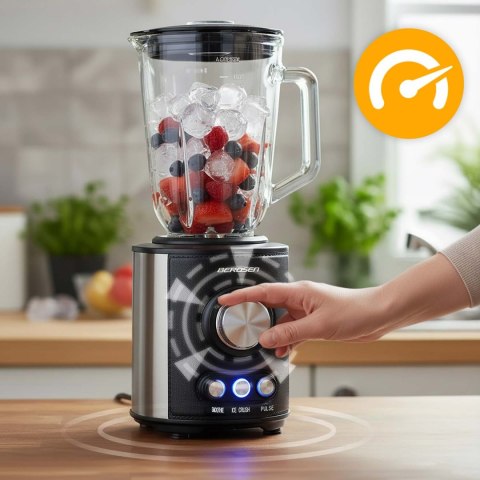 Blender kielichowy szklany do smoothie koktajli kruszy lód 1,5L 800W BD-751 Berdsen czarny