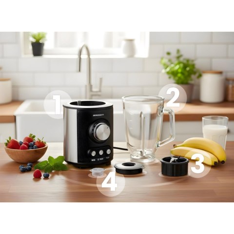 Blender kielichowy szklany do smoothie koktajli kruszy lód 1,5L 800W BD-751 Berdsen czarny