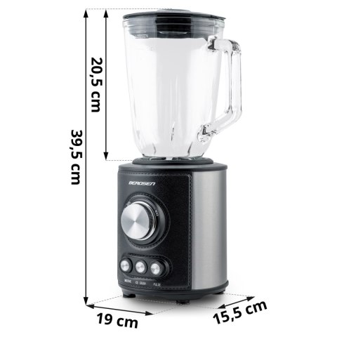 Blender kielichowy szklany do smoothie koktajli kruszy lód 1,5L 800W BD-751 Berdsen czarny