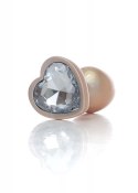 Plug-Jewellery Pearl Gold Heart PLUG- Clear S