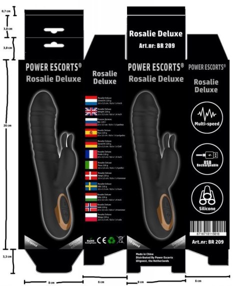 Power Escorts - BR209 - Rosalie Deluxe - Rechargeable Rabbit Vibrator - Silicone