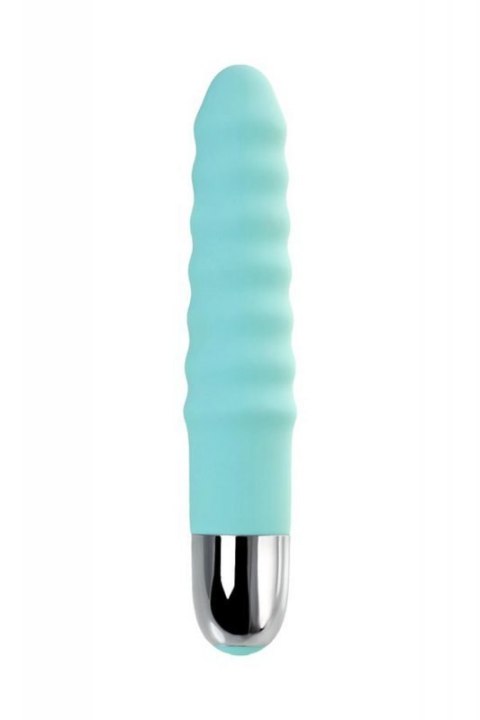 Relief vibrator with clitoral stimulation Flovetta Flax, silicone, mint, 17.5 cm