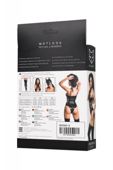 Wetlook body Sherrie - black XL