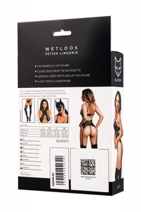 Glossy Miriam, set, wetlook, black, M