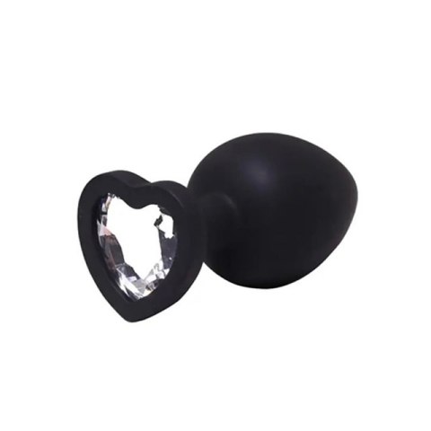Black large heart-shaped butt plug with white crystal