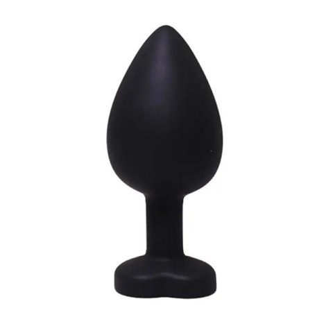 Black large heart-shaped butt plug with white crystal